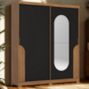 Guarda Roupa Casal 2 Portas Com Espelho 200 cm Talles Nature Preto HP HENN
