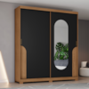 Guarda Roupa Casal 2 Portas Com Espelho 200 cm Talles Nature Preto HP HENN