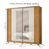 Guarda Roupa Casal 2 Portas De Correr 230 cm Com Espelho Dunas Freijo Off White Moval