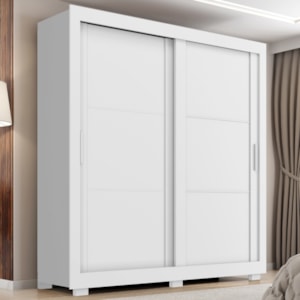 Guarda Roupa Casal 2 Portas de Correr 4 Gavetas Titan 196 cm Branco ZANZ