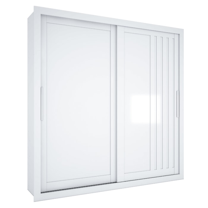Guarda Roupa Casal 2 Portas De Correr 4 Gavetas Trian 220 cm Branco Absoluto ZANZ