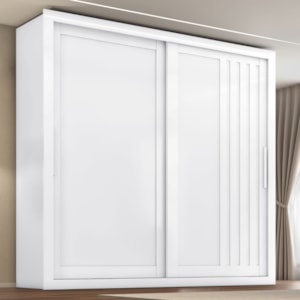 Guarda Roupa Casal 2 Portas De Correr 4 Gavetas Trian 220 cm Branco Absoluto ZANZ