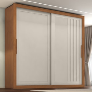 Guarda Roupa Casal 2 Portas De Correr 4 Gavetas Trian 220 cm Cinamomo Areia ZANZ