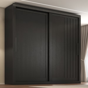 Guarda Roupa Casal 2 Portas De Correr 4 Gavetas Trian 220 cm Preto ZANZ