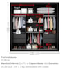 Guarda Roupa Casal 2 Portas De Correr 4 Gavetas Trian 220 cm Preto ZANZ