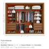 Guarda Roupa Casal 2 Portas De Correr 6 Gavetas Imperio 272 cm Cinamomo ZANZ