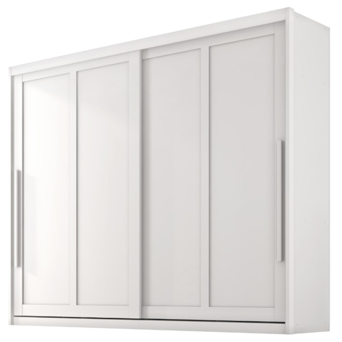 Guarda Roupa Casal 2 Portas De Correr 6 Gavetas MDF Atrane 268 cm Branco Absoluto ZANZ
