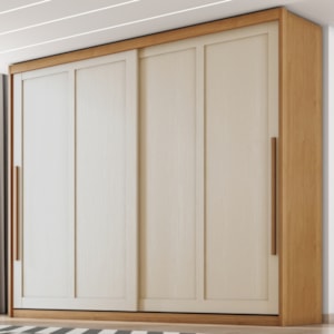 Guarda Roupa Casal 2 Portas De Correr 6 Gavetas MDF Atrane 268 cm Cinamomo Areia ZANZ
