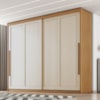 Guarda Roupa Casal 2 Portas De Correr 6 Gavetas MDF Atrane 268 cm Cinamomo Areia ZANZ