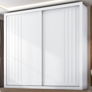 Guarda Roupa Casal 2 Portas De Correr 6 Gavetas Versale 241 cm Branco Absoluto ZANZ