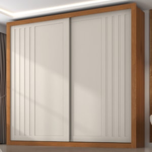 Guarda Roupa Casal 2 Portas De Correr 6 Gavetas Versale 241 cm Cinamomo Areia ZANZ