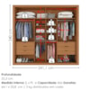 Guarda Roupa Casal 2 Portas De Correr 6 Gavetas Versale 241 cm Cinamomo Areia ZANZ