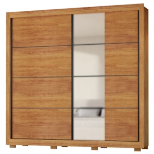 Guarda Roupa Casal 2 Portas De Correr Com Espelho 232 cm Copacabana Cedro RUDK
