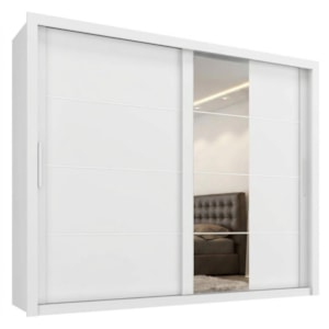Guarda Roupa Casal 2 Portas de Correr Com Espelho Imperio 272 cm Branco Absoluto ZANZ
