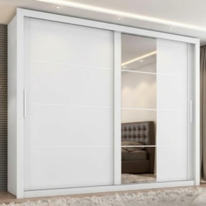 Guarda Roupa Casal 2 Portas de Correr Com Espelho Imperio 272 cm Branco Absoluto ZANZ