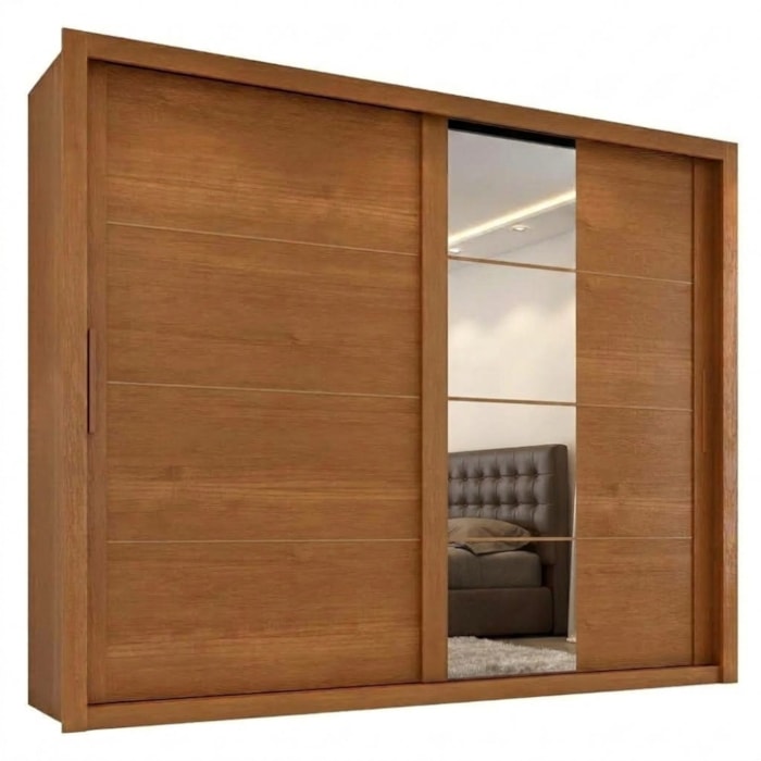 Guarda Roupa Casal 2 Portas de Correr Com Espelho Imperio 272 cm Cinamomo ZANZ