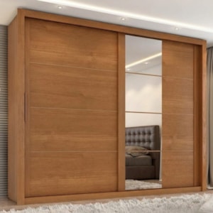 Guarda Roupa Casal 2 Portas de Correr Com Espelho Imperio 272 cm Cinamomo ZANZ