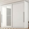 Guarda Roupa Casal 2 Portas De Correr Com Espelho MDF Atrane 268 cm Branco Absoluto ZANZ