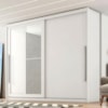 Guarda Roupa Casal 2 Portas De Correr Com Espelho MDF Atrane 268 cm Branco Absoluto ZANZ