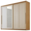 Guarda Roupa Casal 2 Portas De Correr Com Espelho MDF Atrane 268 cm Cinamomo Areia ZANZ