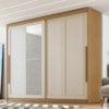 Guarda Roupa Casal 2 Portas De Correr Com Espelho MDF Atrane 268 cm Cinamomo Areia ZANZ