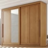 Guarda Roupa Casal 2 Portas De Correr Com Espelho MDF Atrane 268 cm Cinamomo ZANZ