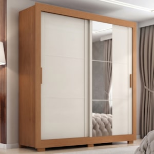 Guarda Roupa Casal 2 Portas de Correr Com Espelho Titan 196 cm Cinamomo Areia ZANZ