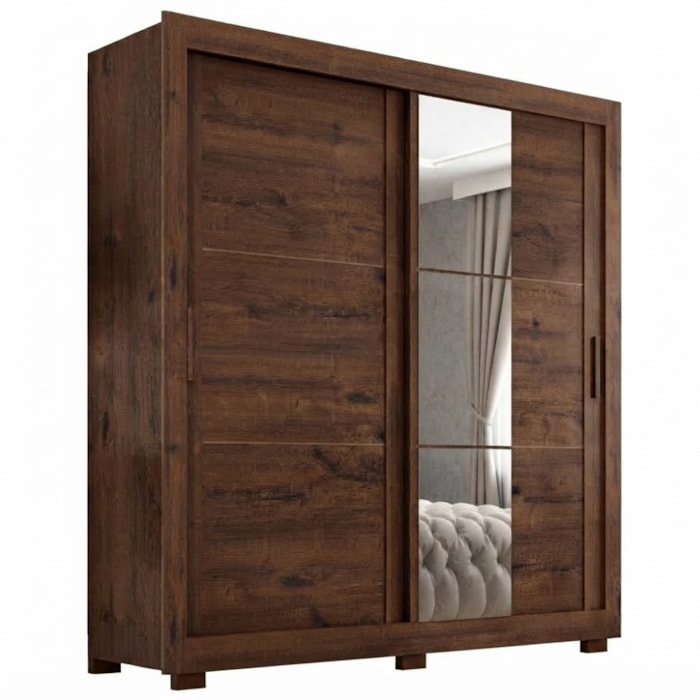 Guarda Roupa Casal 2 Portas de Correr Com Espelho Titan 196 cm Jacaranda ZANZ