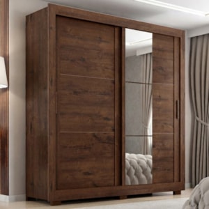 Guarda Roupa Casal 2 Portas de Correr Com Espelho Titan 196 cm Jacaranda ZANZ