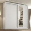Guarda Roupa Casal 2 Portas de Correr Com Espelho Trian 220 cm Branco Absoluto ZANZ
