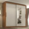 Guarda Roupa Casal 2 Portas de Correr Com Espelho Trian 220 cm Cinamomo Areia ZANZ