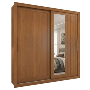 Guarda Roupa Casal 2 Portas de Correr Com Espelho Trian 220 cm Cinamomo ZANZ