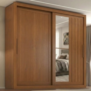 Guarda Roupa Casal 2 Portas de Correr Com Espelho Trian 220 cm Cinamomo ZANZ