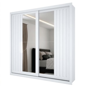 Guarda Roupa Casal 2 Portas De Correr Com Espelho Versale 241 cm Branco Absoluto ZANZ