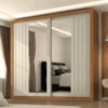 Guarda Roupa Casal 2 Portas De Correr Com Espelho Versale 241 cm Cinamomo Areia ZANZ