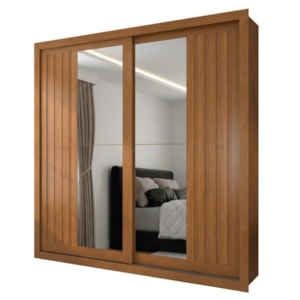 Guarda Roupa Casal 2 Portas De Correr Com Espelho Versale 241 cm Cinamomo ZANZ