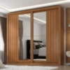 Guarda Roupa Casal 2 Portas De Correr Com Espelho Versale 241 cm Cinamomo ZANZ