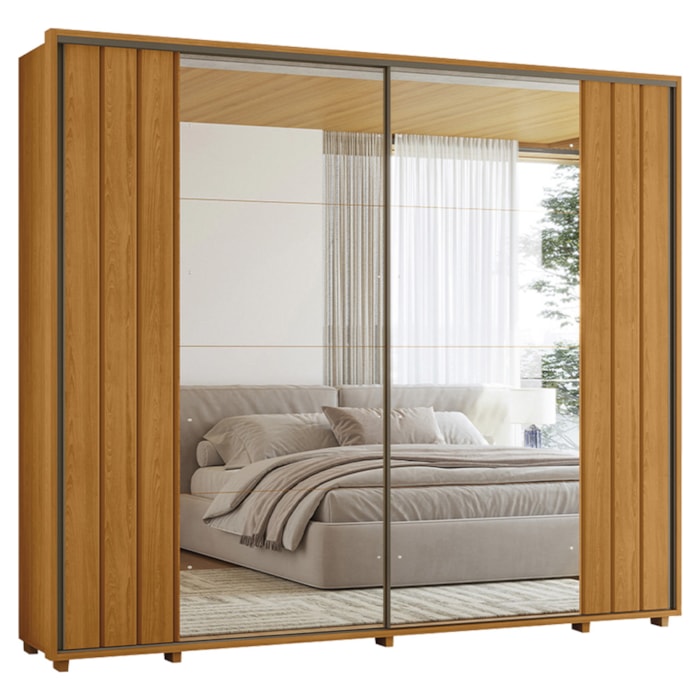 Guarda Roupa Casal 2 Portas Deslizante Com Espelhos Dali 278 cm Cinamomo Madetec