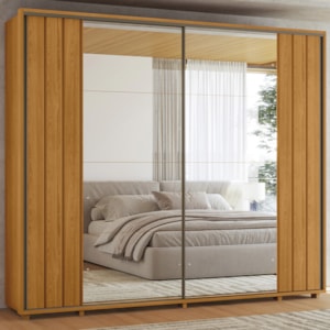 Guarda Roupa Casal 2 Portas Deslizante Com Espelhos Dali 278 cm Cinamomo Madetec