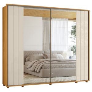 Guarda Roupa Casal 2 Portas Deslizante Com Espelhos Dali 278 cm Cinamomo Off White Madetec