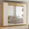 Guarda Roupa Casal 2 Portas Deslizante Com Espelhos Dali 278 cm Cinamomo Off White Madetec