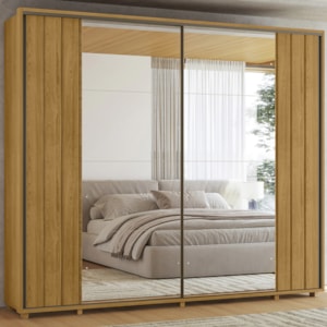 Guarda Roupa Casal 2 Portas Deslizante Com Espelhos Dali 278 cm Cumaru Madetec