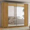 Guarda Roupa Casal 2 Portas Deslizante Com Espelhos Dali 278 cm Cumaru Madetec