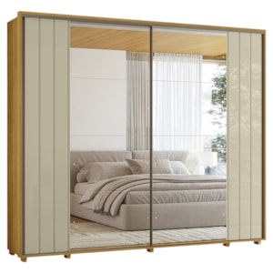 Guarda Roupa Casal 2 Portas Deslizante Com Espelhos Dali 278 cm Cumaru Opala Madetec