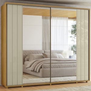 Guarda Roupa Casal 2 Portas Deslizante Com Espelhos Dali 278 cm Cumaru Opala Madetec