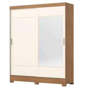 Guarda Roupa Casal 2 Portas Deslizantes Com Espelho 163 cm B74 Briz Nature Off White Briz