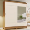 Guarda Roupa Casal 2 Portas Deslizantes Com Espelho 163 cm B74 Briz Nature Off White Briz