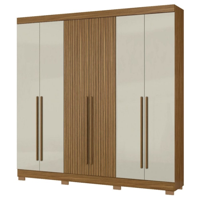 Guarda Roupa Casal 2030230 6 Portas 230 cm Atacama Areia Ripado ARMoveis