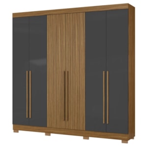 Guarda Roupa Casal 2030230 6 Portas 230 cm Atacama Grafite Ripado ARMoveis