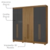 Guarda Roupa Casal 2030230 6 Portas 230 cm Atacama Grafite Ripado ARMoveis